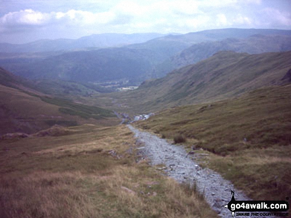 Walk c241 Great Gable and Honister Pass from Seatoller (Borrowdale) - Dismantled Tramway that forms part of The Coast to Coast walk leading to Honister Hause from below the Drum House on Moses' Trod