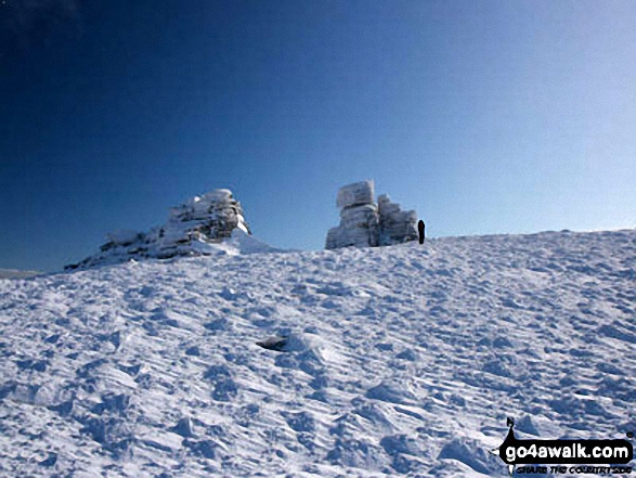 Looking up to the summit of Slieve Donard (Sliabh Donairt) in the snow