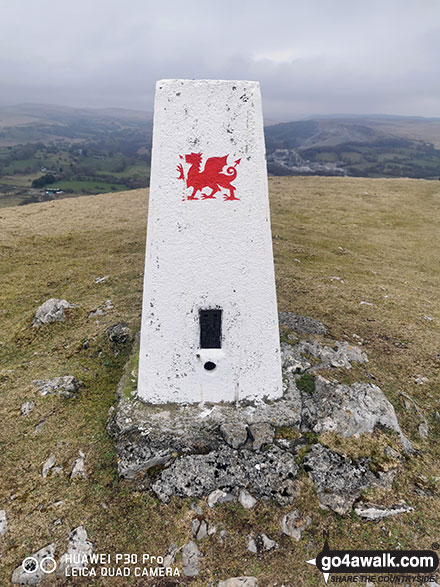 Welsh Dragon on the Trig Point located on the summit of Moel Penderyn