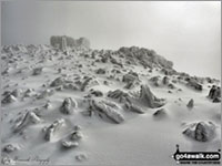 Snow on the summit of Scafell Pike, England's Highest Hill also known as a 'Marilyn'