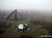 The summit cairn on Foel Wen in mist