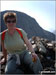 My wife Pamela on the top of Green Gable with Great Gable behind