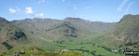 *Kettle Crag (left), Oxendale, The Band (centre - with Crinkle Crags (Crinkle Crags (South Top), Crinkle Crags (Long Top), & Gunson Knott) (top left) and Bow Fell (Bowfell) (top right), Mickleden and The Langdale Pikes from Side Pike