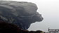 Sculptured rocks on a misty Kinder Scout