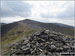 Ladyside Pike summit cairn with Hopegill Head (centre left) and Grasmoor (right) in the background