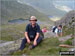 Nearing the summit of Tryfan with Llyn Bochlwyd and the north shore of Llyn Idwal far below