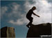 Leaping across Adam and Eve - the two large stones on the summit of Tryfan