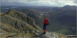 Me on the summit of Pike of Stickle, The Langdale Pikes with Windermere (far left), Loft Crag (near left), Lingmoor Fell (across Great Langdale), Blea Tarn (centre) and Pike of Blisco (right)