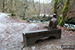 Statue to Robert Burns sitting on a bench in the Birks of Aberfeldy