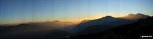 Sunset over Llyn Lockwood (centre bottom), Llyn Gywant, Y Lliwedd and Snowdon (Yr Wyddfa) from the Miner's Track near Glyder Fach