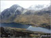 A sprinkling of snow on Tryfan (left) and Glyder Fach (right) above Llyn Ogwen from Pen yr Ole Wen