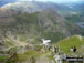 Crib Goch (centre right) with the PYG Track (mid path) and the Miners' Track (coming up the valley) seen from the summit of Snowdon (Yr Wyddfa)