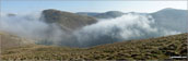 The Mosspaul Hotel, Dod Hill (Teviothead), Carlin Tooth (Teviothead) and Ellson Fell from Wisp Hill (Teviothead) during a temperature inversion