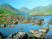 Wasdale Head featuring Yewbarrow (left), the shoulder of Kirk Fell, Great Gable (centre) and Lingmell (right) from across Wast Water