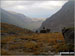 Looking down Nant Ffrancon to Bethesda with Anglesey in the far distance from near Llyn Bochlwyd in the Ogwen valley