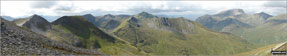 Na Gruagaichean, Na Gruagaichean (North West Top), The Ring of Steall, Stob Coire a' Chairn, Sgurr a' Mhaim, An Garbhanach (An Gearanach), Ben Nevis and Carn Mor Dear from Binnein Mor in the Eastern Mamores