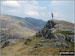 Roman standing in the summit of Craig Fach with Glyder Fawr forming the horizon