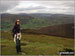 My wife on the summit of Sugar Loaf (Y Fal)