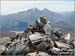 Beinn Challum (South Top) summit cairn with Ben More and Stob Binnein in the distance