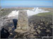 Pen-y-ghent summit trig point with a little bit of snow