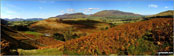 The North Western Fells (far left distance), Carl Side, Skiddaw and Lonscale Fell (centre left), Great Calva (centre) and Belncathra or Saddleback, Bannerdale Crags and Souther Fell (centre right) and the shoulder of Clough Head (far right) from the summit of High Rigg