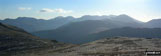 Great Gable (mid-distance right) with The Scafell Massif beyond with Esk Pike (left) and Bow Fell (Bowfell) (far left) from Littledale Edge