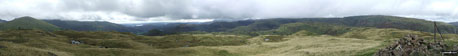 Helm Crag, Gibson Knott, Calf Crag, Greenup Edge and The Wythburn Fells from Steel Fell (Dead Pike) summit cairn