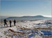 Park Fell (left), Simon Fell and Ingleborough (right) from the summit of Whernside while doing the Yorkshire Three Peaks Challenge Walk in the snow